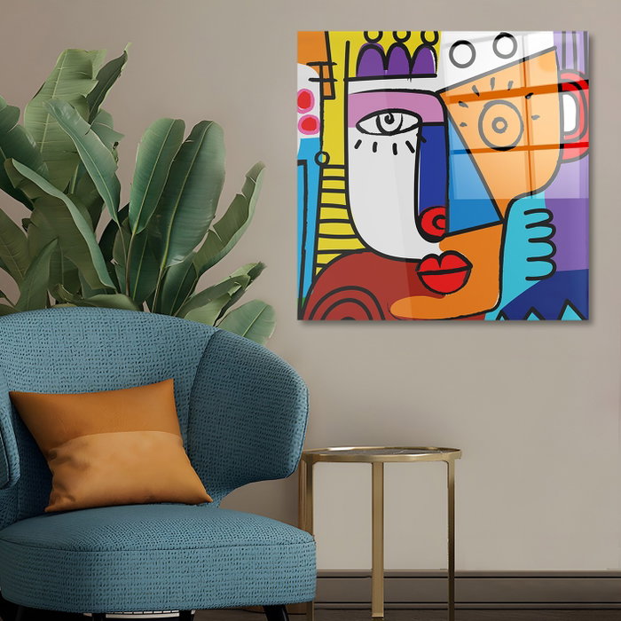 Wallity Cuadro decorativo de vidrio templado Multicolor 70 x 70 cm Wallity Cuadro decorativo de vidrio templado Multicolor 70 x 70 cm